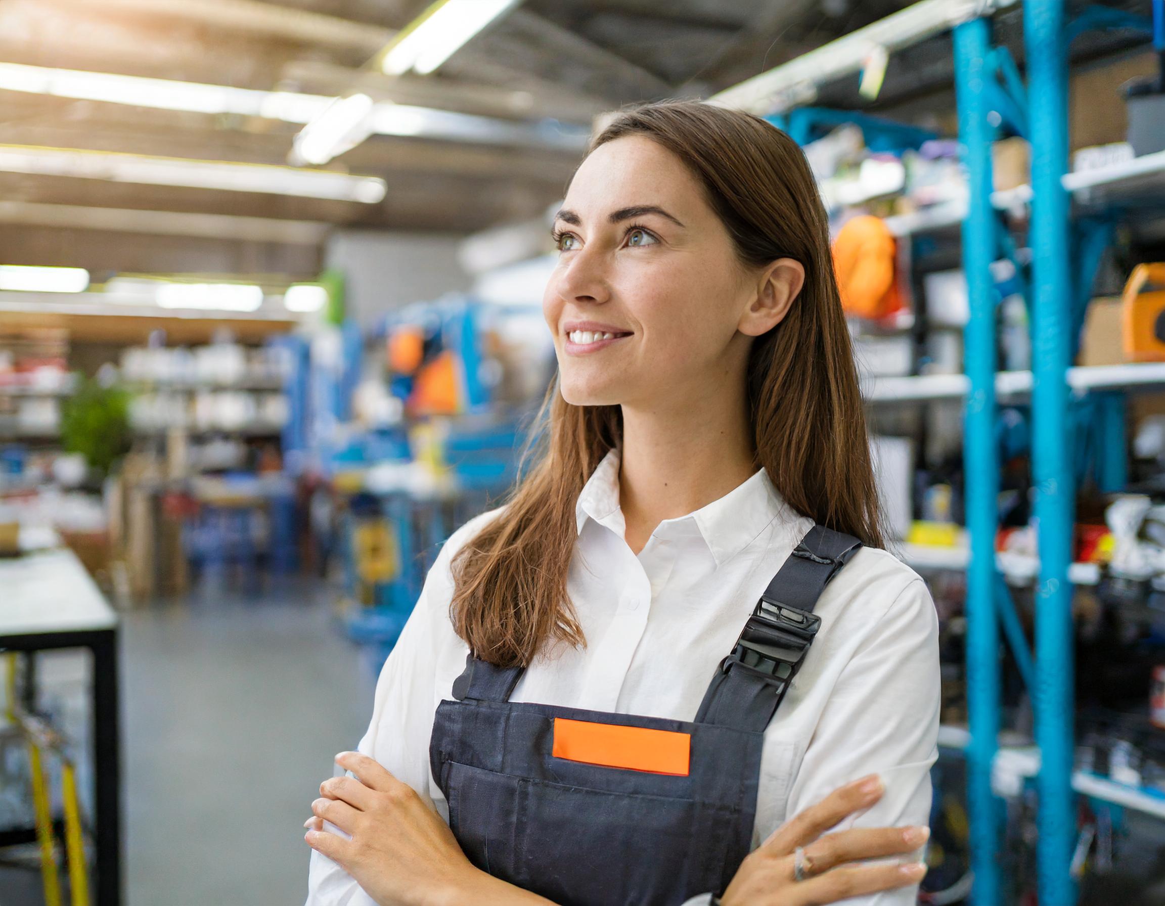 Junge Frau, mitfühlend, in einem modernen Arbeitsumfeld